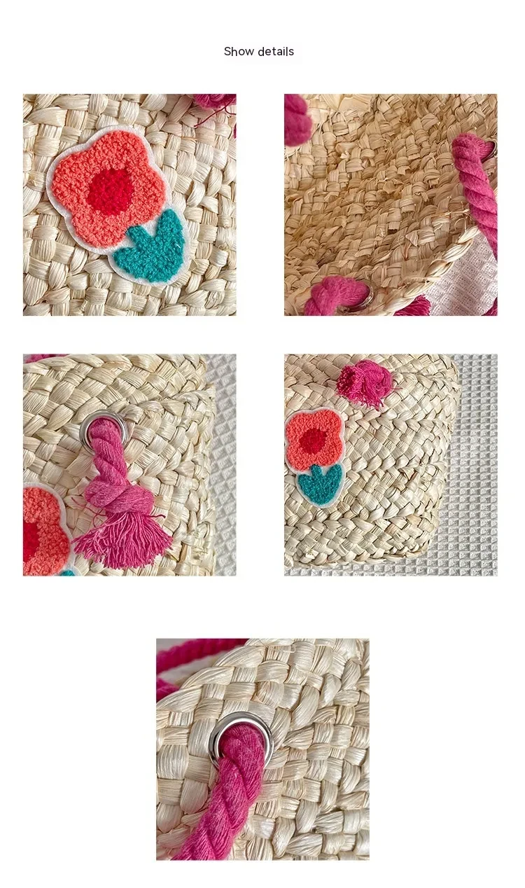 Children's Straw Handmade Knitted Messenger Bag