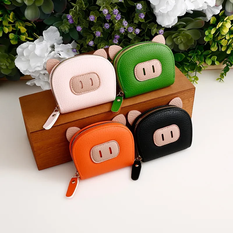 Anti-degaussing Card Holder Cartoon Organ Document Package Mini Pig Student Coin Purs