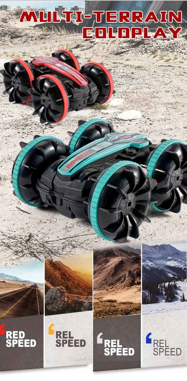 Amphibious Amphibious 4WD Stunt RC Car, Double Sized 360Rotate Drifting, All Terrain Available, High Speed Off-road Car