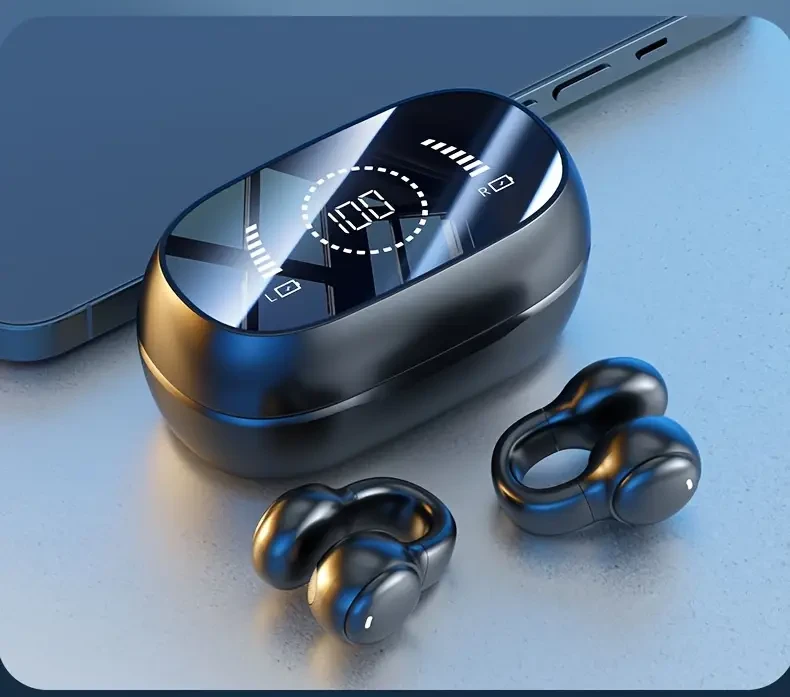 GENAI M47 Pinch Ear Wireless Earbuds, Touch Control, Active Noise Cancellation, Semi-Open-Back, Sports & Gaming Headset, with 20H Battery Life, Type-C Charging, Compatible with Cellphones, for Adult Wireless Earphones with Volume Control, No Cable, No Jac