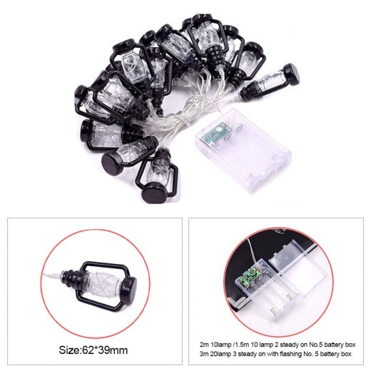 Led Fairy Lights Retro Kerosene Lamp LED String Lights Christmas Light Battery Powered Outdoor Yard Home Party Decoration
