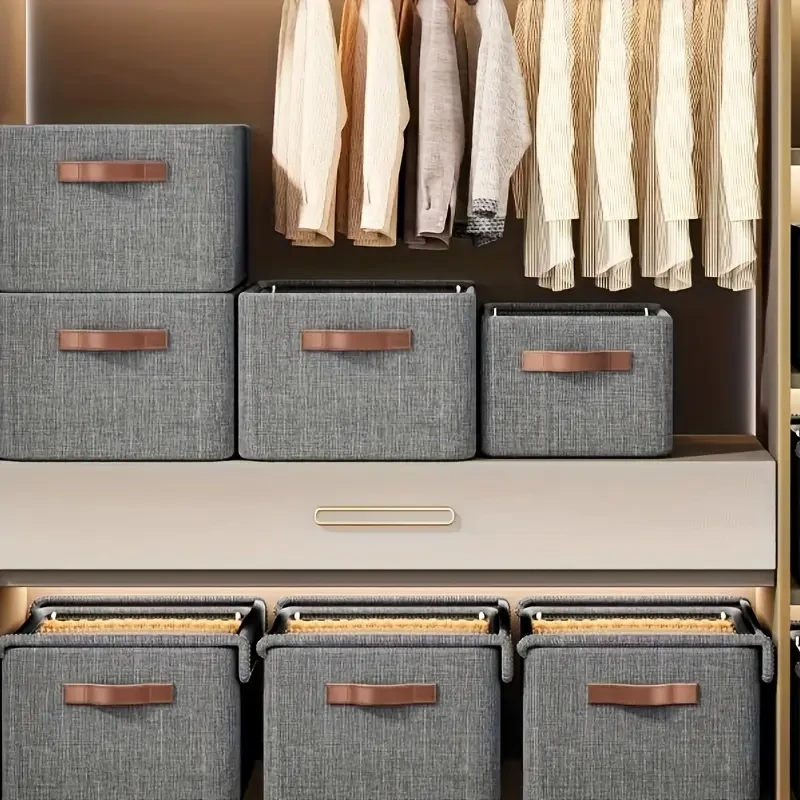 LDQ 4pcs Set Vintage Style Storage Bins with Steel Frames  Waterproof Multi-Use Organizer for Clothes & Pants