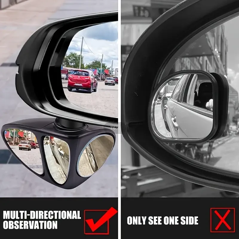 2pcs 360° Wide Angle Blind Spot Mirrors - Triple View Rearview Accessories