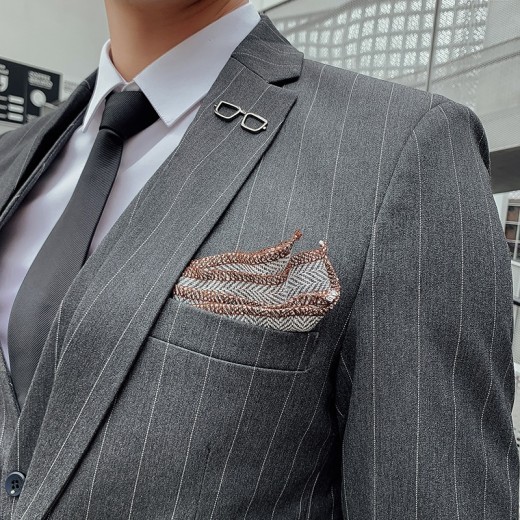 Striped Suit Men's Korean Style Small Suit Professional Business Suit