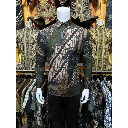 Slimfit Long Sleeve Men's Batik Shirt