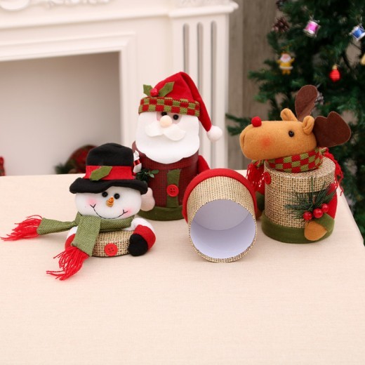 Christmas Supplies Linen Gift Jar Ornament Gift Box Christmas Candy Box