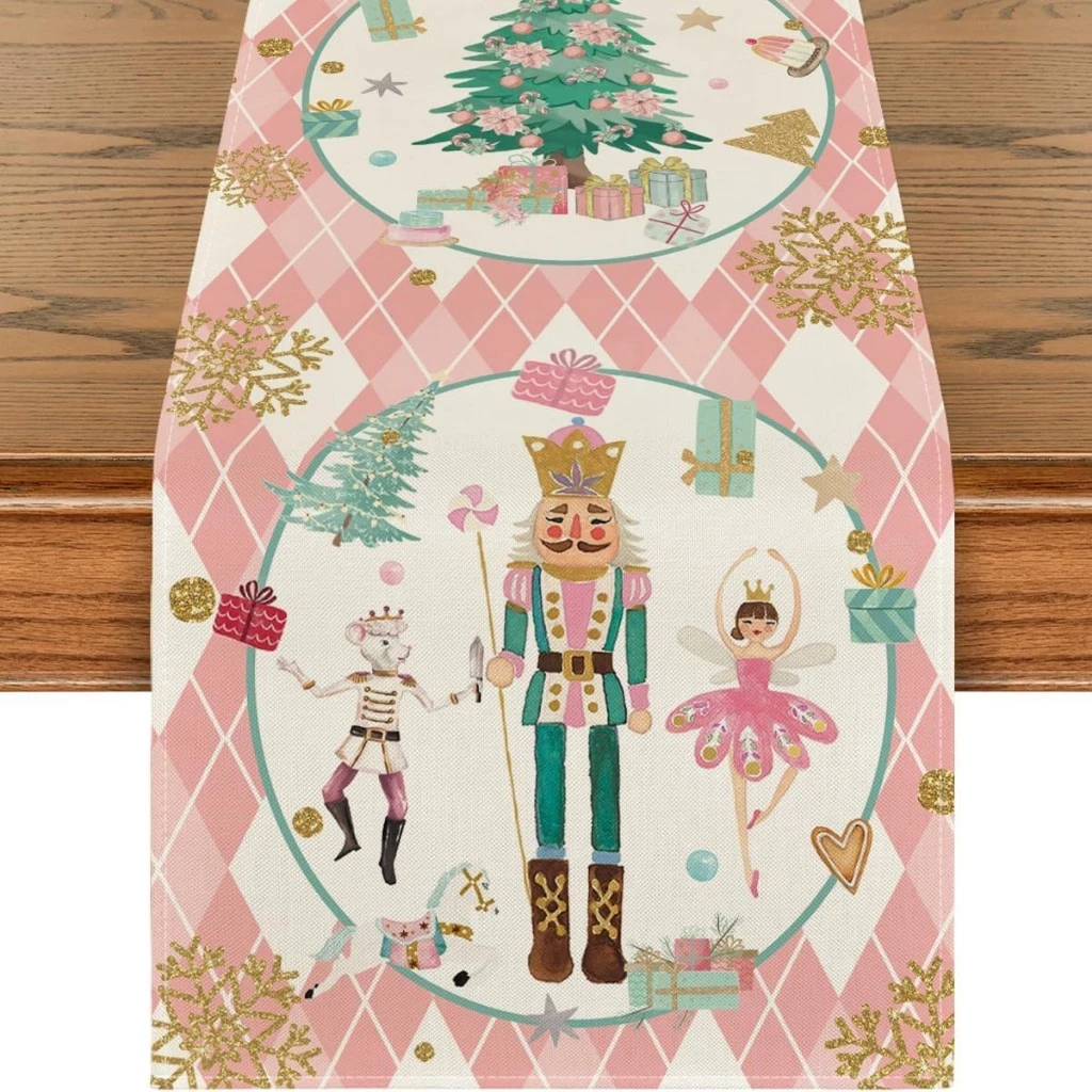 Table Runner Christmas Motif Christmas Nutcracker Cloth Dining Tablecloth