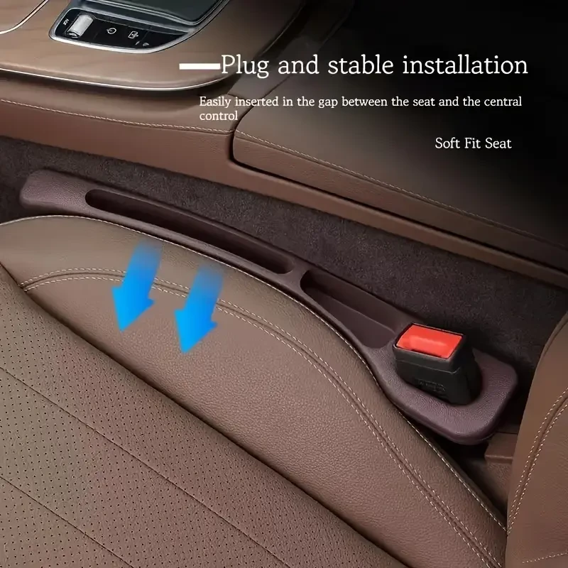 2pcs Silicone Car Seat Gap Organizer - Large Capacity Storage Box for Phones, Keys & Coins - Fits Most Sedans, SUVs, Trucks